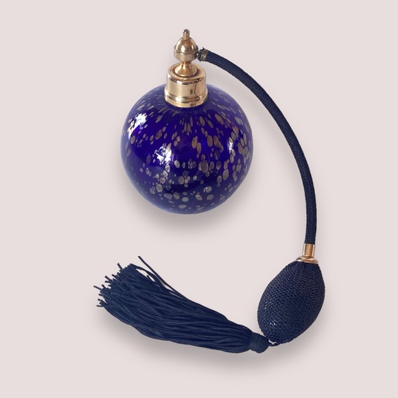 *RESERVED FOR MANDY*Glass Act Studio Royal Blue Gold Flecks Atomizer Spritzer - Picture 4 of 11